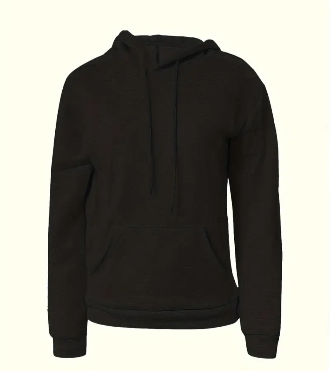 Cozy Women's Long Sleeve Hoodie With Pockets in classic black - ideal for casual outings and relaxing at home. Comfy and stylish, made from a durable polyester blend.