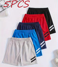5-Pack Boys Comfortable Casual Shorts featuring quick dry fabric in assorted colors including gray, blue, black, red, and navy, perfect for active play and summer outings.